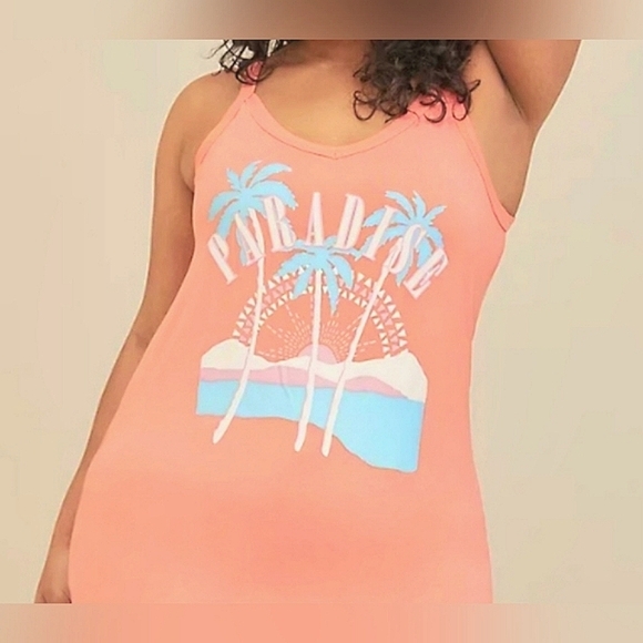 Torrid Super Soft Knit Vibrant Coral Pink 'Paradise' Tank Top - Plus Size 4X - Picture 2 of 16